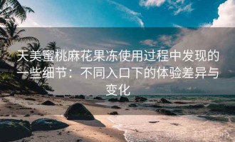 天美蜜桃麻花果冻使用过程中发现的一些细节：不同入口下的体验差异与变化
