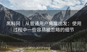 黑料网｜从普通用户角度出发：使用过程中一些容易被忽略的细节