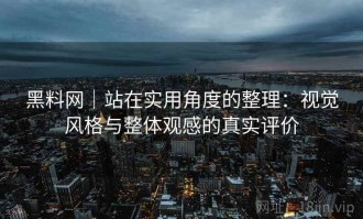 黑料网｜站在实用角度的整理：视觉风格与整体观感的真实评价