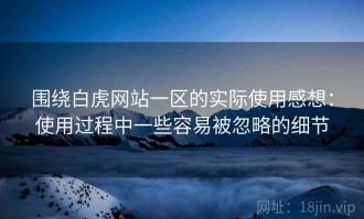 围绕白虎网站一区的实际使用感想：使用过程中一些容易被忽略的细节