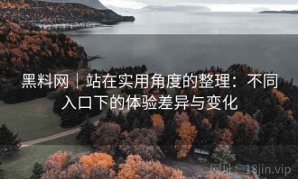 黑料网｜站在实用角度的整理：不同入口下的体验差异与变化
