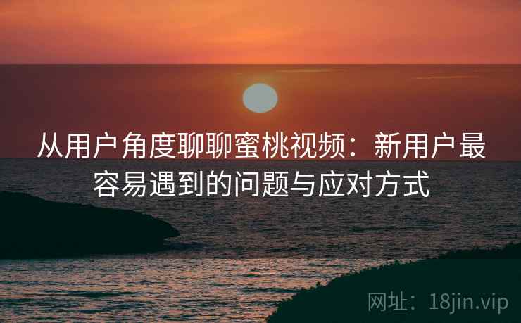 从用户角度聊聊蜜桃视频：新用户最容易遇到的问题与应对方式