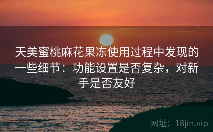 天美蜜桃麻花果冻使用过程中发现的一些细节：功能设置是否复杂，对新手是否友好