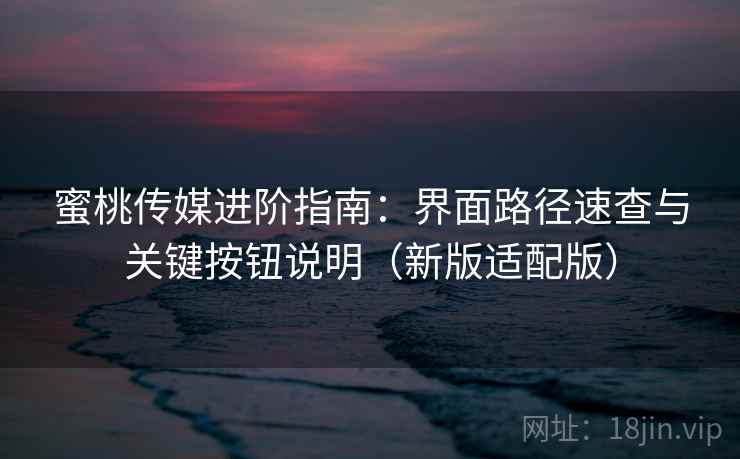 蜜桃传媒进阶指南：界面路径速查与关键按钮说明（新版适配版）